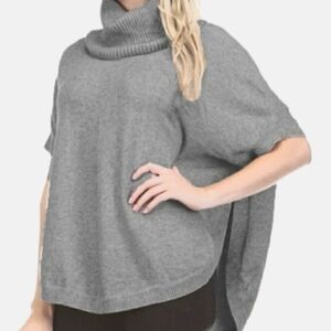 Women's Gray Sleeveless Cowl Neck Poncho Sweater!